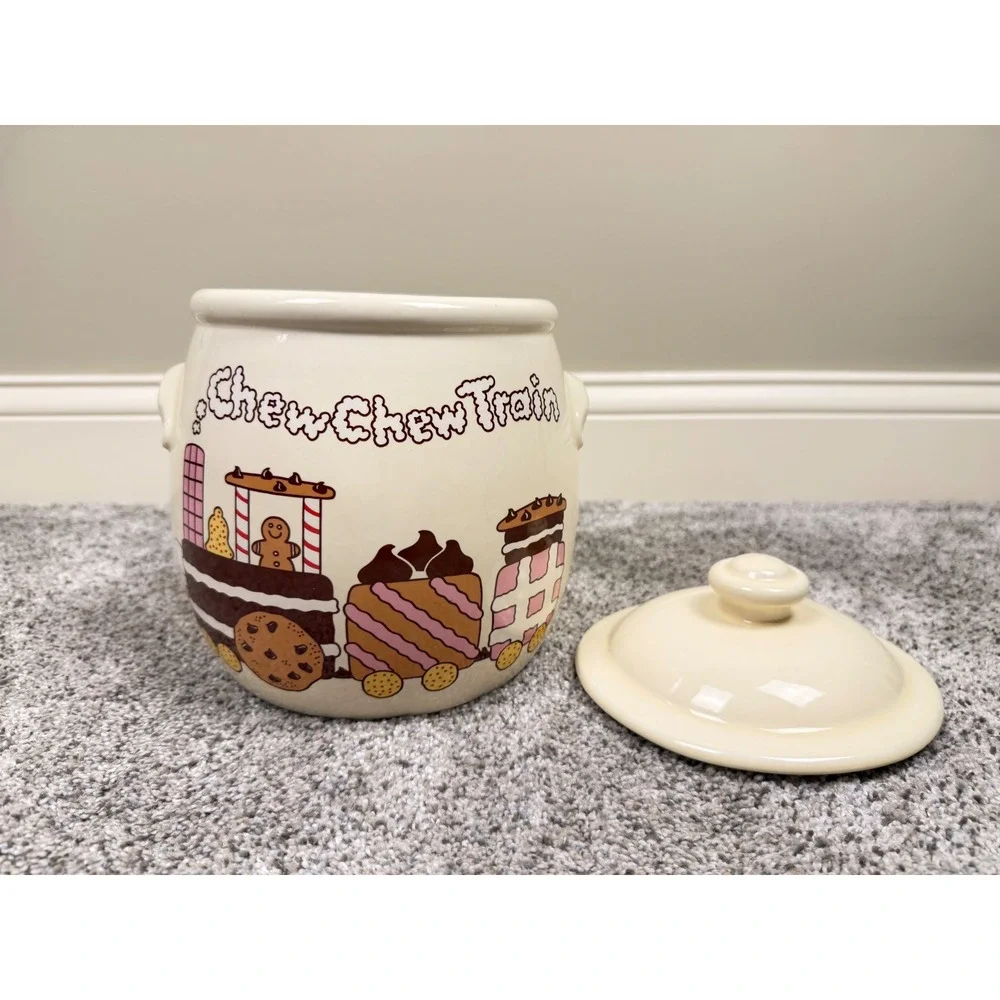 Vintage‎ Treasure Craft Chew Chew Train Ceramic Cookie Jar Canister Made in USA